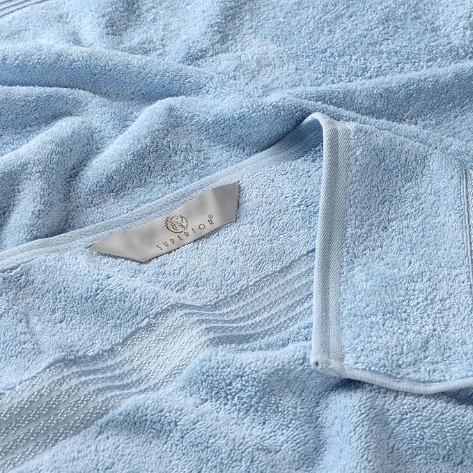 Superior Egyptian Cotton 8-Piece Hand Towel Set, Towel Basics For Quick Dry, Absorbent Small Towels, Facial, Spa, Kitchen, Bathroom Essentials, Apartment, Guest Bath, Soft, Washcloth, Light Blue