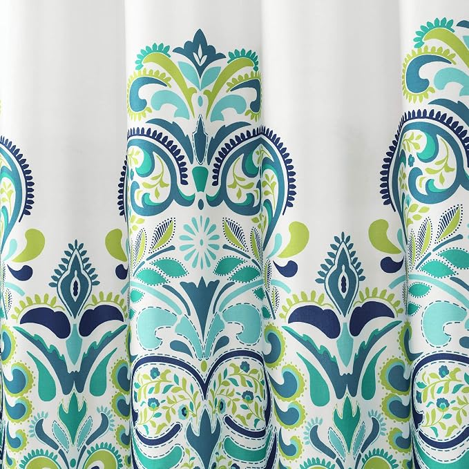 Lush Decor Clara Shower Curtain Single 72" W x 72" L Blue & Green - Fabric Shower Curtains for Bathroom - Colorful Bathroom Curtain - Boho Décor