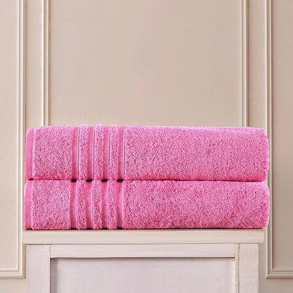 Hawmam Linen Jumbo Large Bath Sheets Towels 2 Pack Soft and Absorbent, Premium Quality 100% Cotton Towels (Pink, Bath Sheet)