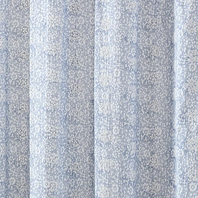 Peri Home Ikat Eyelet Cotton Shower Curtain 72 x 72 in Blue Ikat 1-Piece | Fabric, Bathroom