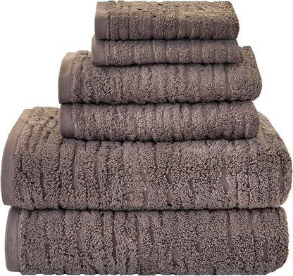 SKL Home CloudSoft Bath Towel Set, 6-Piece, 100% Cotton Luxury, Mink Brown | 2 Bath towels, 2 hand towels, 2 washcloths. Premium spa-level quality. 600/520 GSM weight. Ultra plush & absorbent.