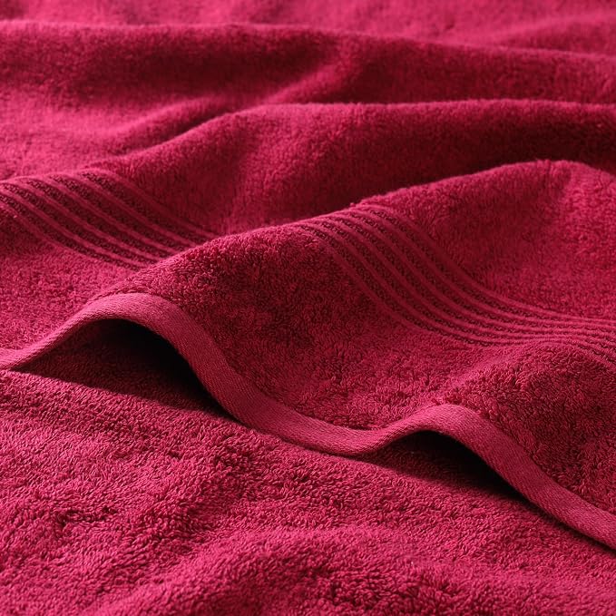 SUPERIOR Egyptian Cotton 3-Piece Towel Set, Basic Towels for Bathroom, Home Decor, Guest Bath, Shower, Apartment, Included 1 Face, 1 Hand, 1 Bath Towel, Washcloth, Quick Dry, Burgundy