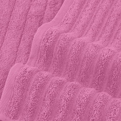 Elegant Comfort 100% Turkish Cotton Corduroy Ribbed Luxury Bath Towels 6-Piece Set, Premium Feel - Quick Dry, Highly Absorbent, Contains 2 Bath Towels, 2 Hand Towels, and 2 Washcloths, Light Pink