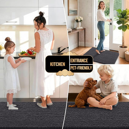 OLANLY Thick Chenille Large Bathroom Rugs Mats 44x32, Dark Grey | Soft Absorbent Bath Rugs, Rubber Backing, Machine Wash Dry, Bath Mats for Bathroom, Tub and Shower, Home Decor Accessories