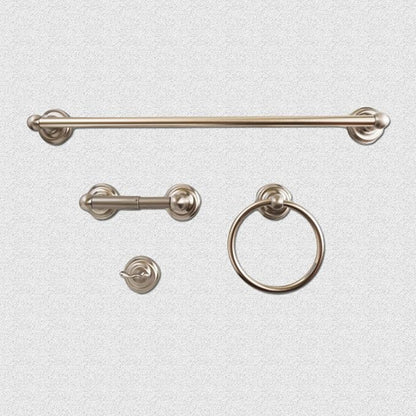 SENTO ROBIKI Modern Nickel Bathroom Hardware Accessories Set, Includes Robe Hook, Toilet Paper Holder, Towel Ring, 24" Towel Bar, Duty Metal Bath Hardware Set Wall Mounted(4-Piece, Satin Nickel)