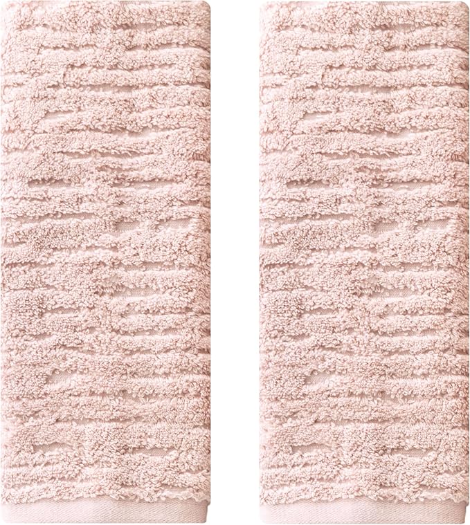 SKL Home CloudSoft Hand Towel Set, 2-Piece, 100% Cotton Luxury, Blush Pink | Premium spa-level quality. 600 GSM weight. Ultra plush & absorbent. For use in the bathroom, kitchen, bar or any sink space.