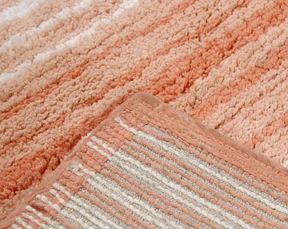 Home Weavers 100% Cotton Gradiation Collection Bathroom Décor | Washable Rug | Bathroom Mat | Kitchen Mat | Bathroom Rug Set | Bath Mat Set | Bath Floor Mat Non Slip, 3 Piece Set with Runner, Coral