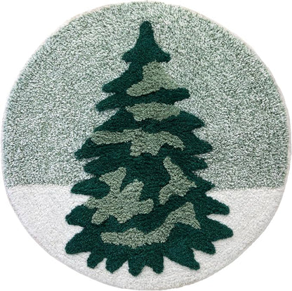 SKL Home Christmas Winter Pines Bath Rug, 25" x 25", Green | Ultra-plush & absorbent. Anti-slip Latex backing. Great for the bathroom, kitchen & lodge/cabin décor. Machine washable.