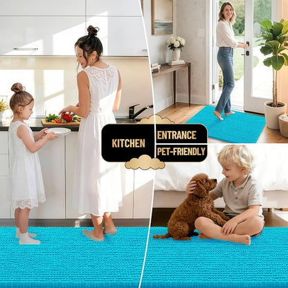 OLANLY Thick Chenille Absorbent Bathroom Rugs Mat 30x20, Aqua Sky | Soft Bath Rugs, Rubber Backing, Machine Wash Dry, Bath Mats for Bathroom, Tub and Shower, Home Decor Accessories