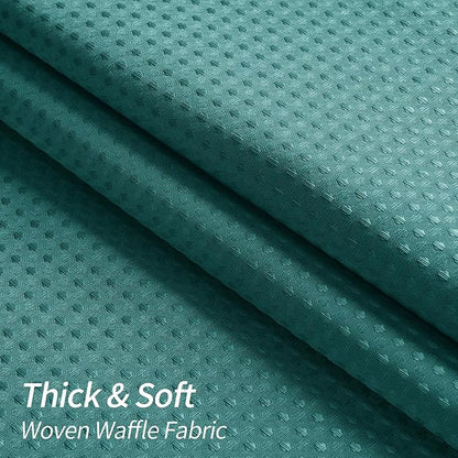 MitoVilla Emerald Green Waffle Small Stall Shower Curtain 36 x 72, Half Size Narrow Shower Curtains for Bathroom Decor, 36 inch Weighted Shower Curtain Set with Plastic Hooks, Seaweed Green