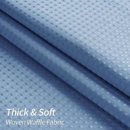 MitoVilla Extra Long Shower Curtain 72 x 84, Blue 84 inch XL Waffle Fabric Shower Curtains for Modern Luxury Bathroom Decor, Waffle Weave Textured Weighted Shower Curtain 84 inch, Moonlight Blue