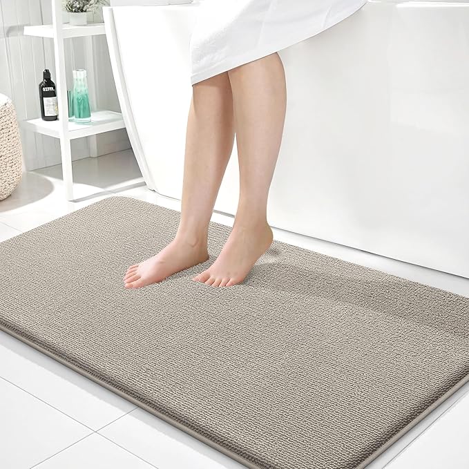 OLANLY Memory Foam Bathroom Runner Rugs 44x24, Long Bath Mats, Warm Taupe | Soft Quick Dry Bath Rugs, Non-Slip, Absorbent Machine Washable Mat for Bathroom Floor, Tub and Shower, Home Decor Accessories