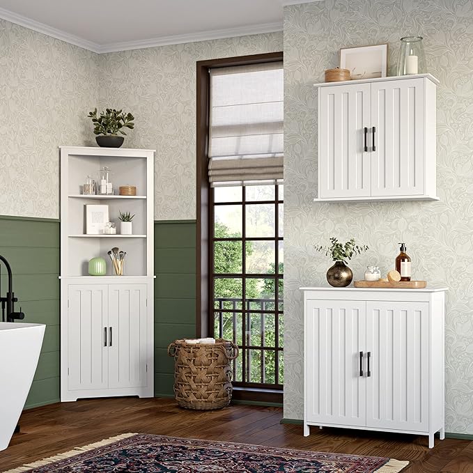 RiverRidge Monroe Two Door Wall Cabinet Over The Toilet Storage Cabinet with Soft-Close Doors - Medicine Cabinet with Adjustable Shelves