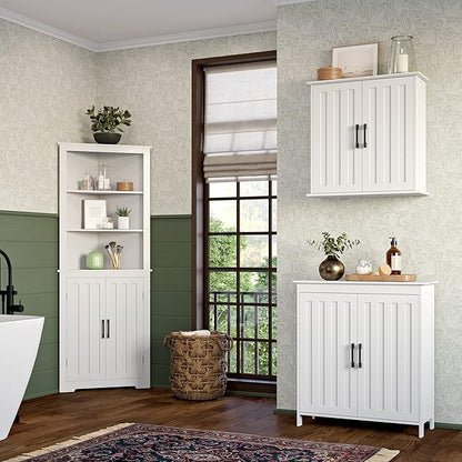 RiverRidge Monroe Two Door Wall Cabinet Over The Toilet Storage Cabinet with Soft-Close Doors - Medicine Cabinet with Adjustable Shelves