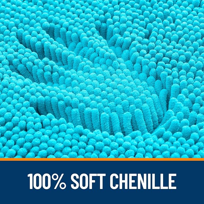 OLANLY Large Bathroom Rugs 59x35, Extra Soft Absorbent Chenille Bath Rugs | Aqua Sky, Quick-Drying Rubber Backing, Machine Washable Bath Mat for Bathroom Floor, Tub and Shower, Home Decor Accessories