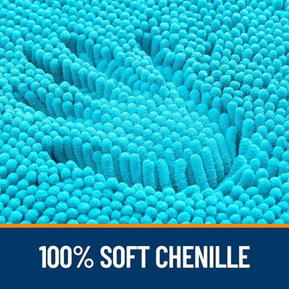 OLANLY Large Bathroom Rugs 59x35, Extra Soft Absorbent Chenille Bath Rugs | Aqua Sky, Quick-Drying Rubber Backing, Machine Washable Bath Mat for Bathroom Floor, Tub and Shower, Home Decor Accessories