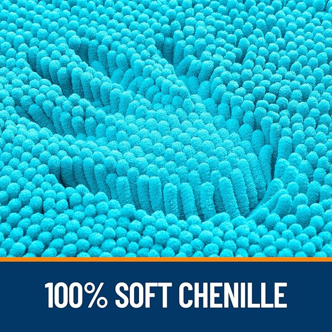 OLANLY Large Bathroom Rugs 40x32, Extra Soft Absorbent Chenille Bath Rugs | Aqua Sky, Quick-Drying Rubber Backing, Machine Washable Bath Mat for Bathroom Floor, Tub and Shower, Home Decor Accessories
