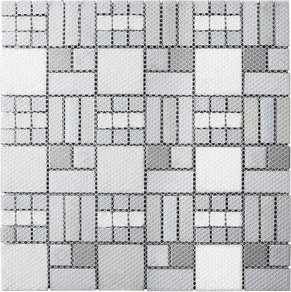 Metallic Glass Mosaic Tiles Silver Gray 100% Glass Tile Water Resistant for Kitchen Backsplash Bathroom Shower Accent Wall Decor TSTGT151 (5 Square Feet)