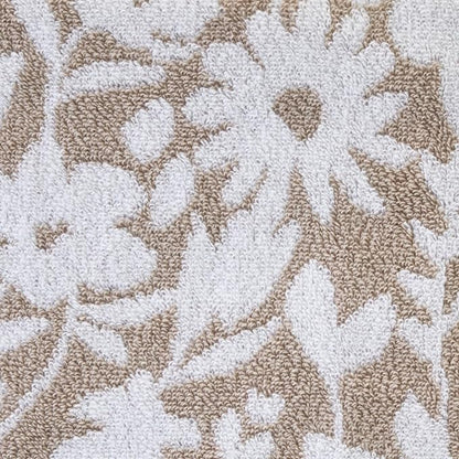 SKL Home Bedford Floral Bath Towel, Premium 100% Cotton, Tan | 600 GSM weight. Spa-level quality. Soft, & absorbent, reversible jacquard.