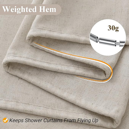 Apricot Linen Shower Curtain, Cloth Textured Fabric Shower Curtain Set with Hooks, Simple Elegant Modern Farmhouse Country Ultra Thick Bath Curtains for Bathroom,Water Repellent,60x72