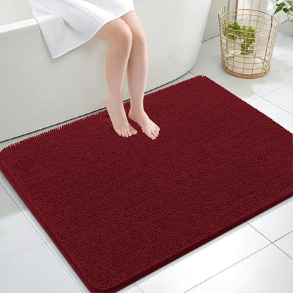 OLANLY Large Bathroom Rugs 40x32, Extra Soft Absorbent Chenille Bath Rugs | Burgundy, Quick-Drying Rubber Backing, Machine Washable Bath Mat for Bathroom Floor, Tub and Shower, Home Decor Accessories