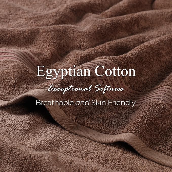 Superior Egyptian Cotton 12-Piece Towel Set, Assorted Towels for Home Bathroom, Guest Bath Decor Essentials, Includes 4 Bath, 4 Hand, 4 Face Towels/Washcloths, Quick Dry, Absorbent - Mocha