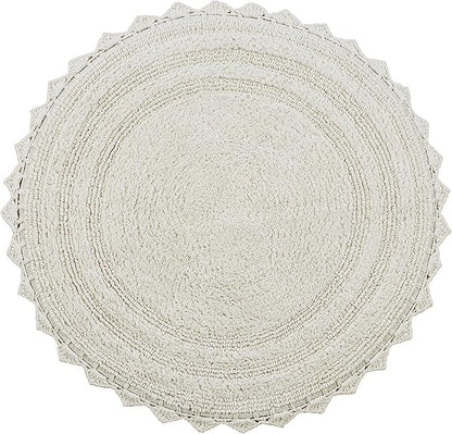 Better Trends Lilly Crochet Round Bath Rugs & Absorbent Bathroom Mat, Reversible Bath Rugs, Bath mats for Bathroom, 100% Cotton Bathmats Washable - 24", Cream Round Rug