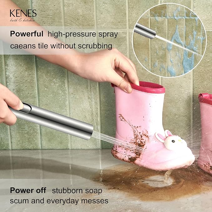 KENES Brushed Nickel Square Rain Shower System Faucet Set with Handheld | Shower Faucet with 10-Inch Rain Shower Head, Square Shower System, Valve Included, Lead-Free cUPC & NSF Certified, Stainless
