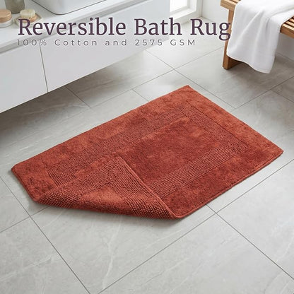 Bathroom Rugs - 2 - Piece Cotton Bathroom Mat Set - Machine Washable Bath Mats for Washroom, Kitchen, or Laundry Room by Lavish Home (Brick)