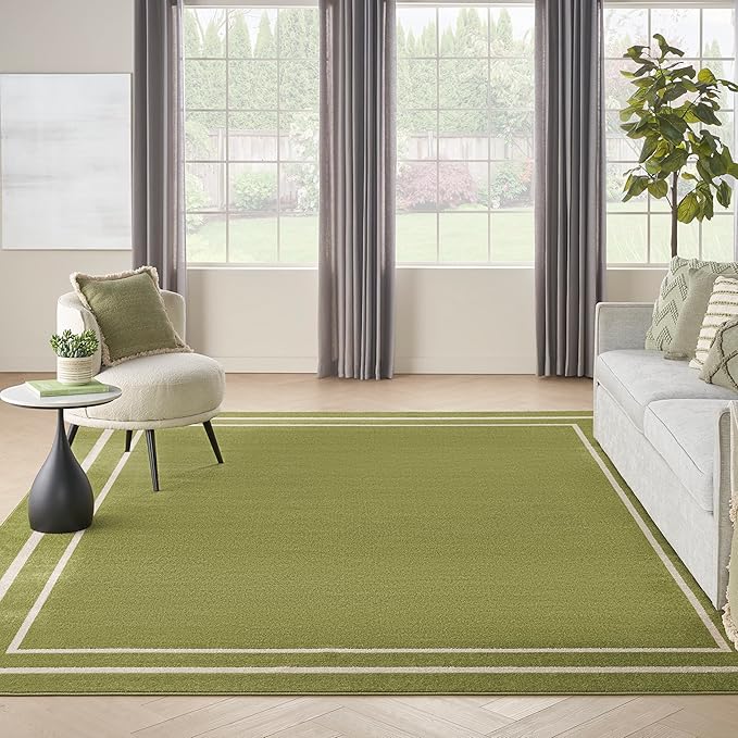 Nourison Home Nourison Essentials Green Ivory 8' x 10' Area Rug - Easy Clean, Non Shedding, Bed Room, Living Room, Dining Room, Kitchen (8' x 10')