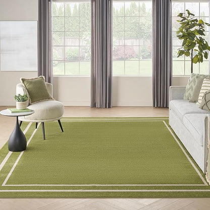 Nourison Home Nourison Essentials Green Ivory 8' x 10' Area Rug - Easy Clean, Non Shedding, Bed Room, Living Room, Dining Room, Kitchen (8' x 10')