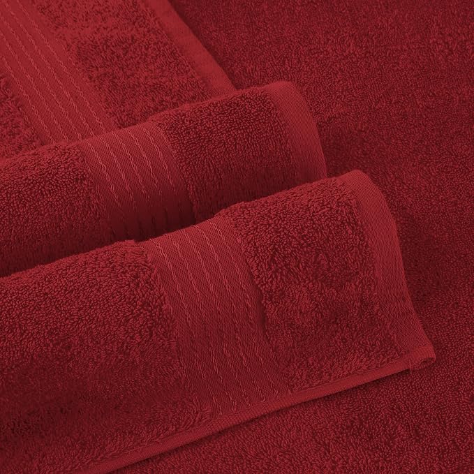 Elegant Comfort Premium Cotton 6-Piece Towel Set, Includes 2 Washcloths, 2 Hand Towels and 2 Bath Towels, 100% Turkish Cotton - Highly Absorbent and Super Soft Towels for Bathroom, Burgundy