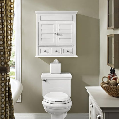 Crosley Furniture Lydia Wall Mounted Bathroom Storage Medicine Cabinet with a Drawer and Shelves, White