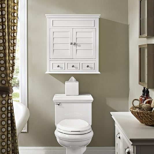 Crosley Furniture Lydia Wall Mounted Bathroom Storage Medicine Cabinet with a Drawer and Shelves, White