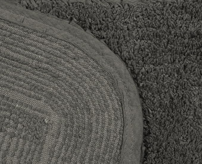 Home Weavers Radiant Collection 100% Cotton Bathroom Rugs Set, Bathroom Décor, Washable Rug, Extra Soft and Absorbent Bath Rug, Kitchen Mat, Bath Mat Set, Bath Floor Mat Non Slip, 22" Round, Gray