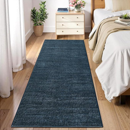Garvee Kitchen Runner Rugs Non Skid Washable 2x6 Rugs for Entryway, Navy | Modern Solid Color Non Shedding Stain Resistant Neutral Low Pile Soft Foldable Rug for Bathroom Hallway Bedroom