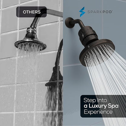 SparkPod Filtered Shower Head, 23-Stage, 6" Round, Oil-Rubbed Bronze | Showerhead for Hard Water, High Pressure, Reduces Chlorine, Heavy Metals, For Dry Skin & Hair, Removable Capsule Filter