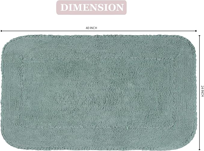 Home Weavers Radiant Collection 100% Cotton Bathroom Rugs Set, Machine Washable Rug, Extra Soft and Absorbent Bath Rug, Kitchen Mat, Bath Mat Set, Bath Floor Mat Non Slip, 24"x40" Rectangle, Blue
