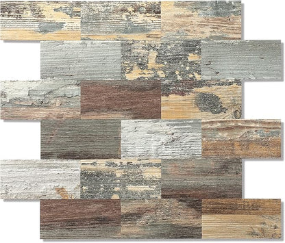 2026 New Upgrade Peel and Stick Backsplash Tile, Peel and Stick 11.34" X 11.57" Wall Tile for Kitchen, Bathroom, Fireplace, Laundry (Mix Rustic, 20 Packs)