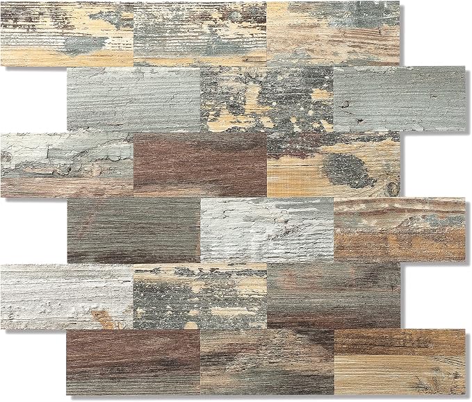 2026 New Upgrade Peel and Stick Backsplash Tile, Peel and Stick 11.34" X 11.57" Wall Tile for Kitchen, Bathroom, Fireplace, Laundry (Mix Rustic, 5 Packs)