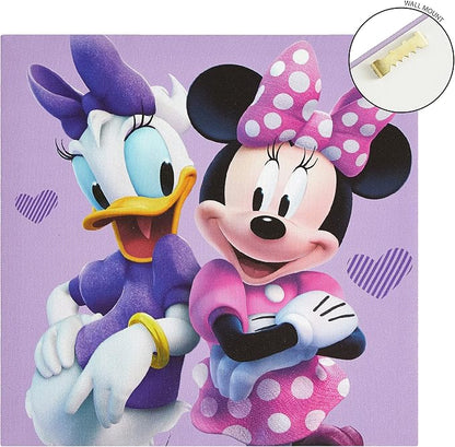 Disney Minnie Mouse LED Canvas Wall Art – 4-Pack Set for Kids – Light-Up 11x11” Panels – Minnie Room Décor for Girls – Battery Operated Wall Hanging for Bedroom or Playroom