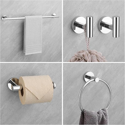 Chrome Bathroom Hardware Set, 6 Pieces Towel Bar Towel Holder Set Includes 19.68/23.6in Towel Bar, Toilet Paper Holder,Towel Ring and Towel Hook Wall Mount Bathroom Accessories Set