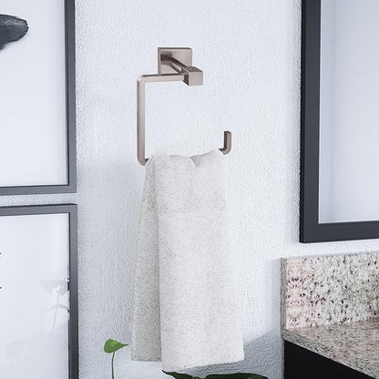 Design House 581447 Karsen Contemporary Towel Ring for Bathroom Bedroom Closet or Kitchen Satin Nickel