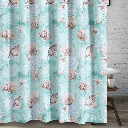 Greenland Home Fashions Fabric Sensations Shower Curtain, Stylish Bathroom Decor, Machine Washable, 72 inches x 72 inches, Ocean