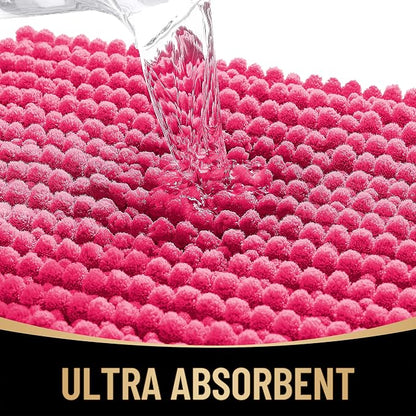 OLANLY Thick Chenille Absorbent Bathroom Rugs Mat 30x20, Hot Pink | Soft Bath Rugs, Rubber Backing, Machine Wash Dry, Bath Mats for Bathroom, Tub and Shower, Home Decor Accessories