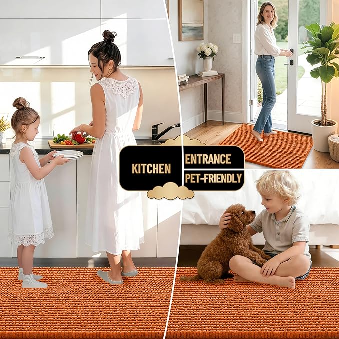 OLANLY Thick Chenille Small Bathroom Rugs 24x16, Absorbent Bath Mat, Clay | Soft Bath Rugs, Rubber Backing, Machine Wash Dry, Bath Mats for Bathroom, Tub and Shower, Home Decor Accessories