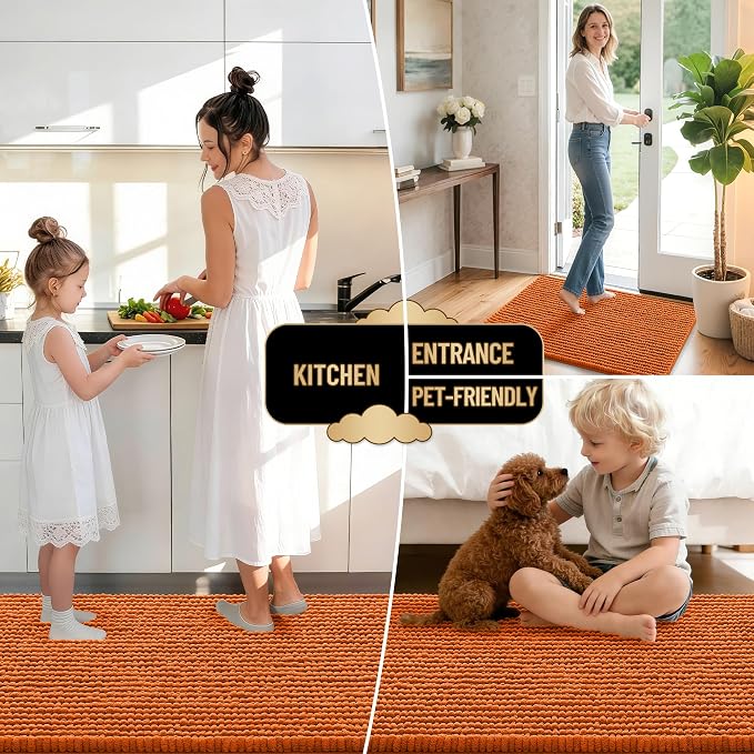 OLANLY Thick Chenille Bathroom Rugs 36x24, Soft Absorbent Bath Mat, Clay | Bath Rugs, Rubber Backing, Machine Wash Dry, Bath Mats for Bathroom Floor, Tub and Shower, Home Decor Accessories