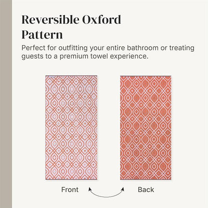 Modern Threads Classic Diamond 6-Piece 100% Cotton Towel Set – Yarn Dyed Jacquard – Includes 2 Bath Towels, 2 Hand Towels, 2 Washcloths – Absorbent, Quick Dry, Soft & Durable – Rust Orange