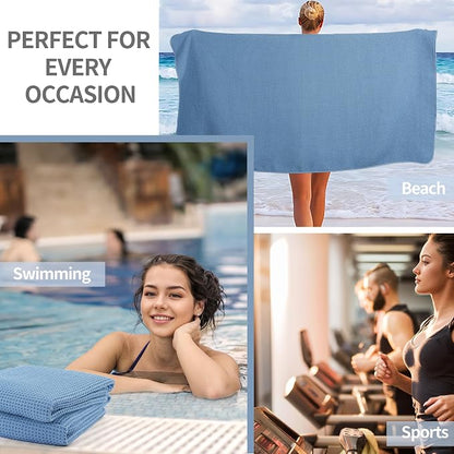 MICROFI New Microfiber Waffle Bath Towels, 2 Pieces, Oversized, Soft, Absorbent, Fast Drying, Lint Free 430 GSM (30''x60''/76cm x 152cm)