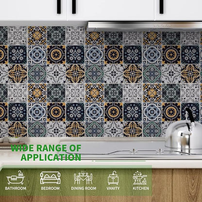 LONGKING Peel and Stick Backsplash Tile Stickers, Blue Moroccan Style Tile for Kitchen, Stick on Wall Tiles (10 Sheets) | Peel and stick backsplash, self-adhesive wall tile, Blue Moroccan, waterproof, kitchen bathroom wall, 10-sheet